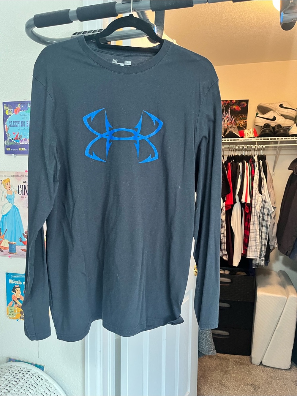 Under Armour black long sleeve shirt with blue logo